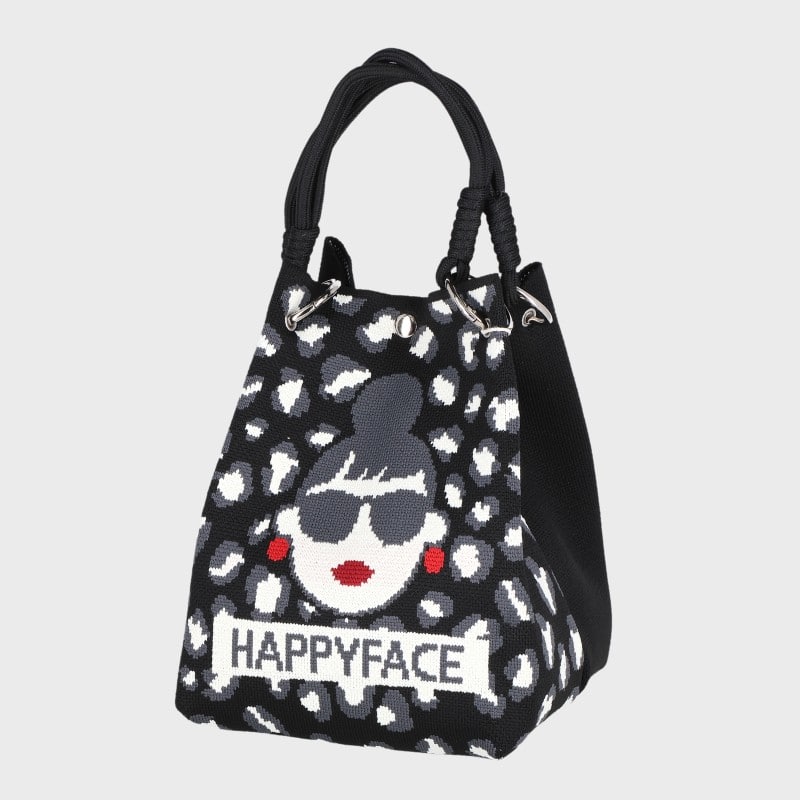 婦人ハッピーフェイス風船型ニットバッグ