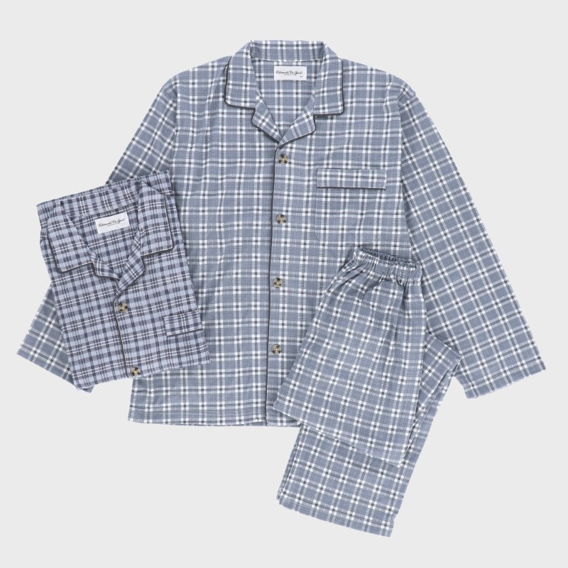 紳士綿混スムースワンタッチテープ付テーラーパジャマ