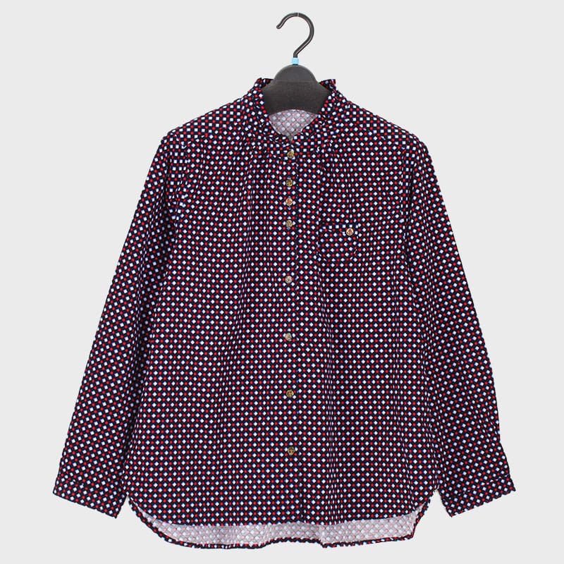 婦人コーデュロイ衿フリル付小柄ブラウス