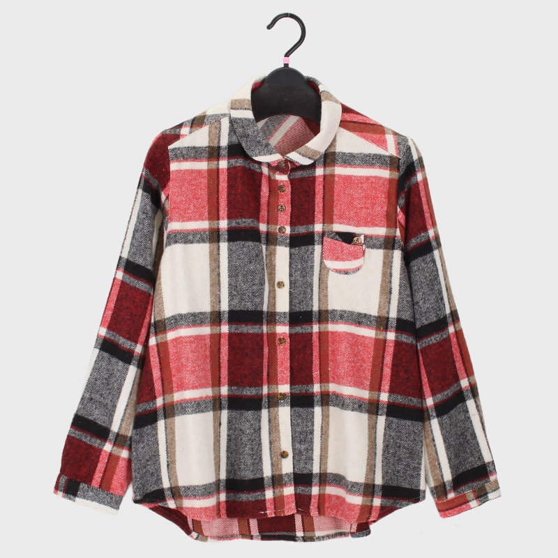 婦人紡毛チェック柄ブラウス