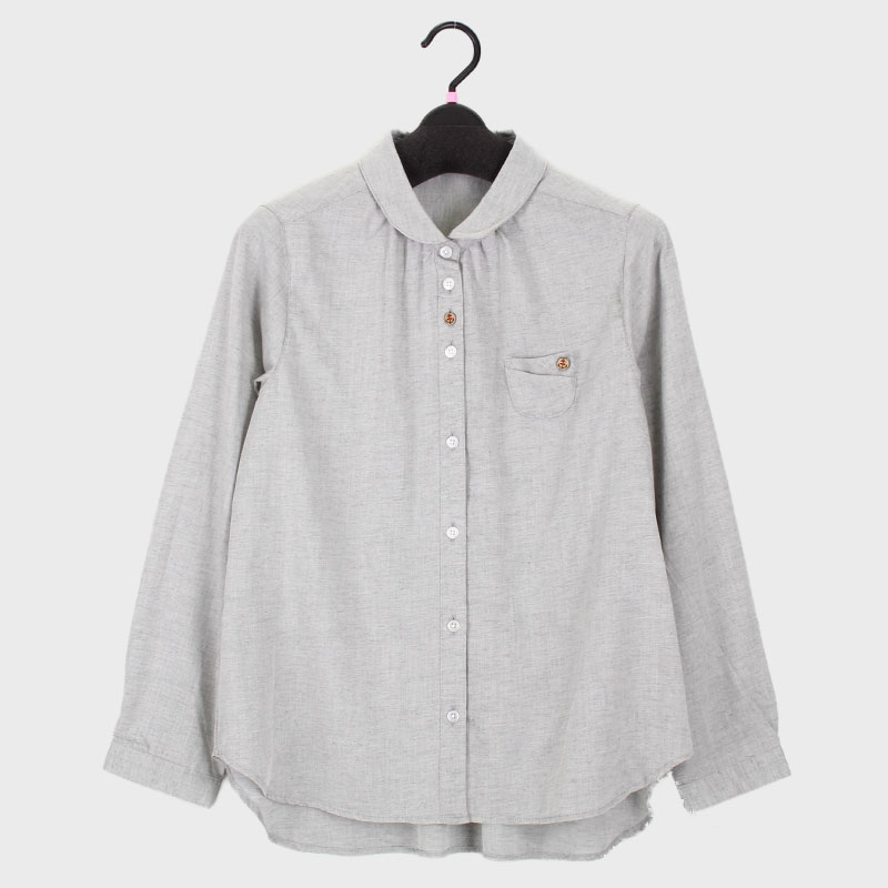 婦人綿100%無地ちび衿ブラウス