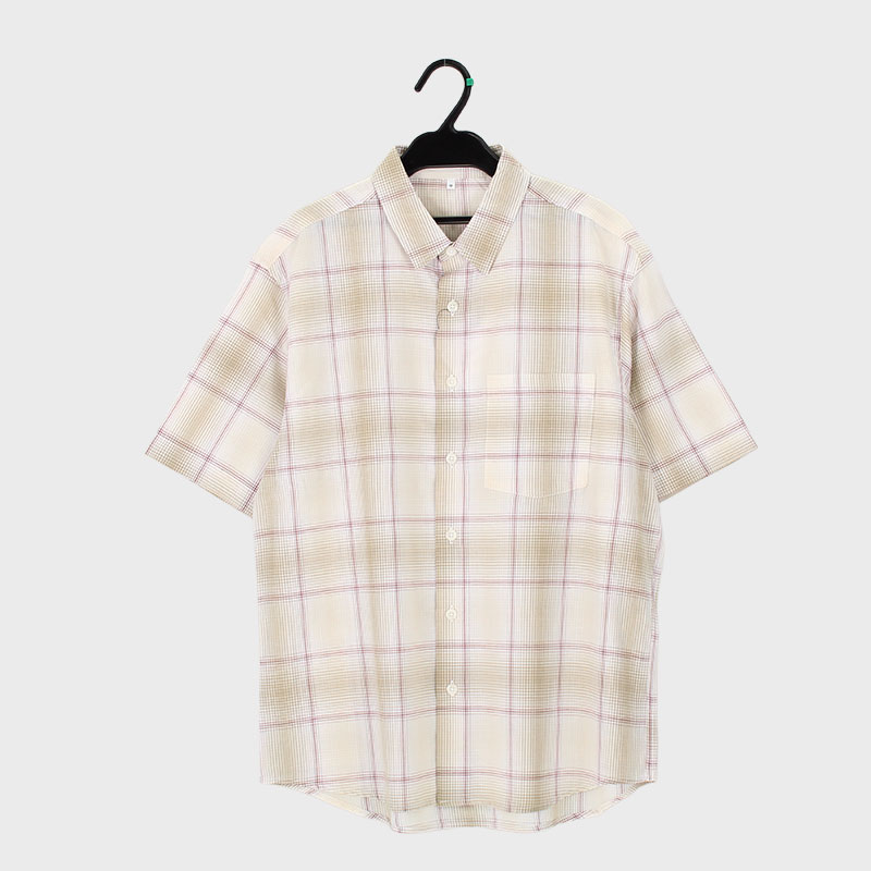 紳士半袖カボック格子柄シャツ