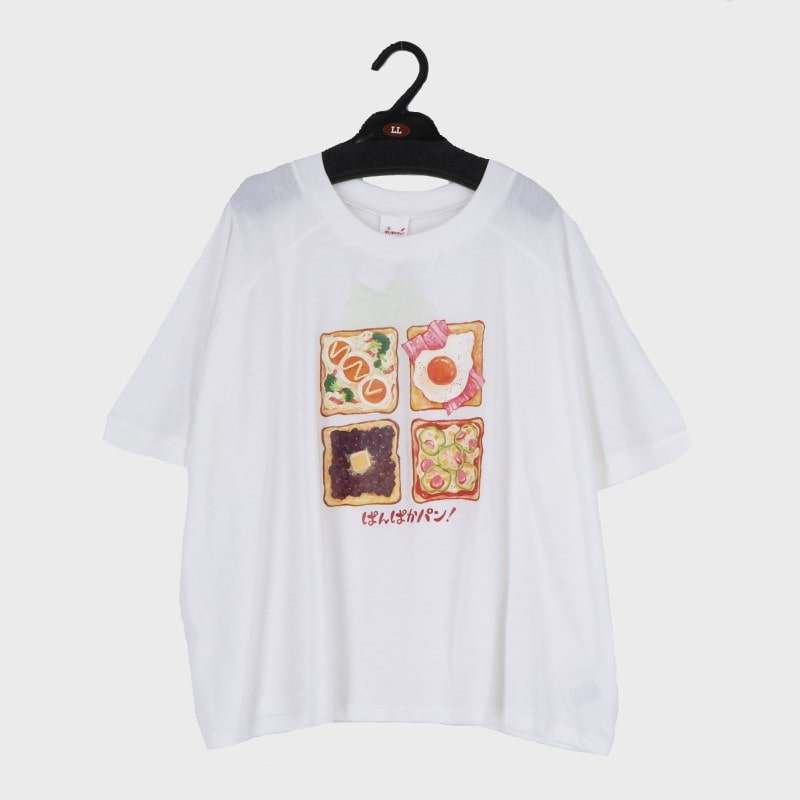 婦人ぱんぱかトーストプリントラグランTシャツ