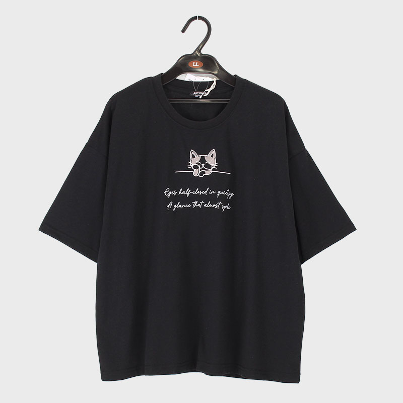 婦人プリント刺しゅうTシャツ