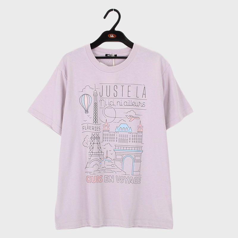 婦人プリント刺しゅうTシャツ