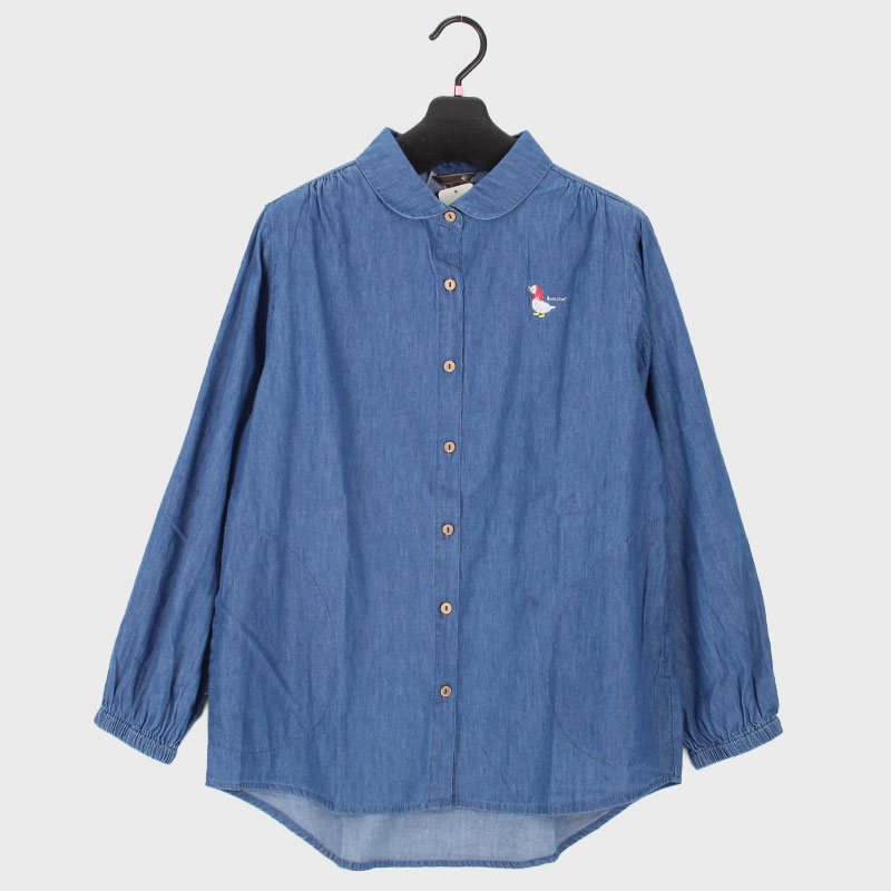 婦人デニムシャツ(アヒル刺しゅう)