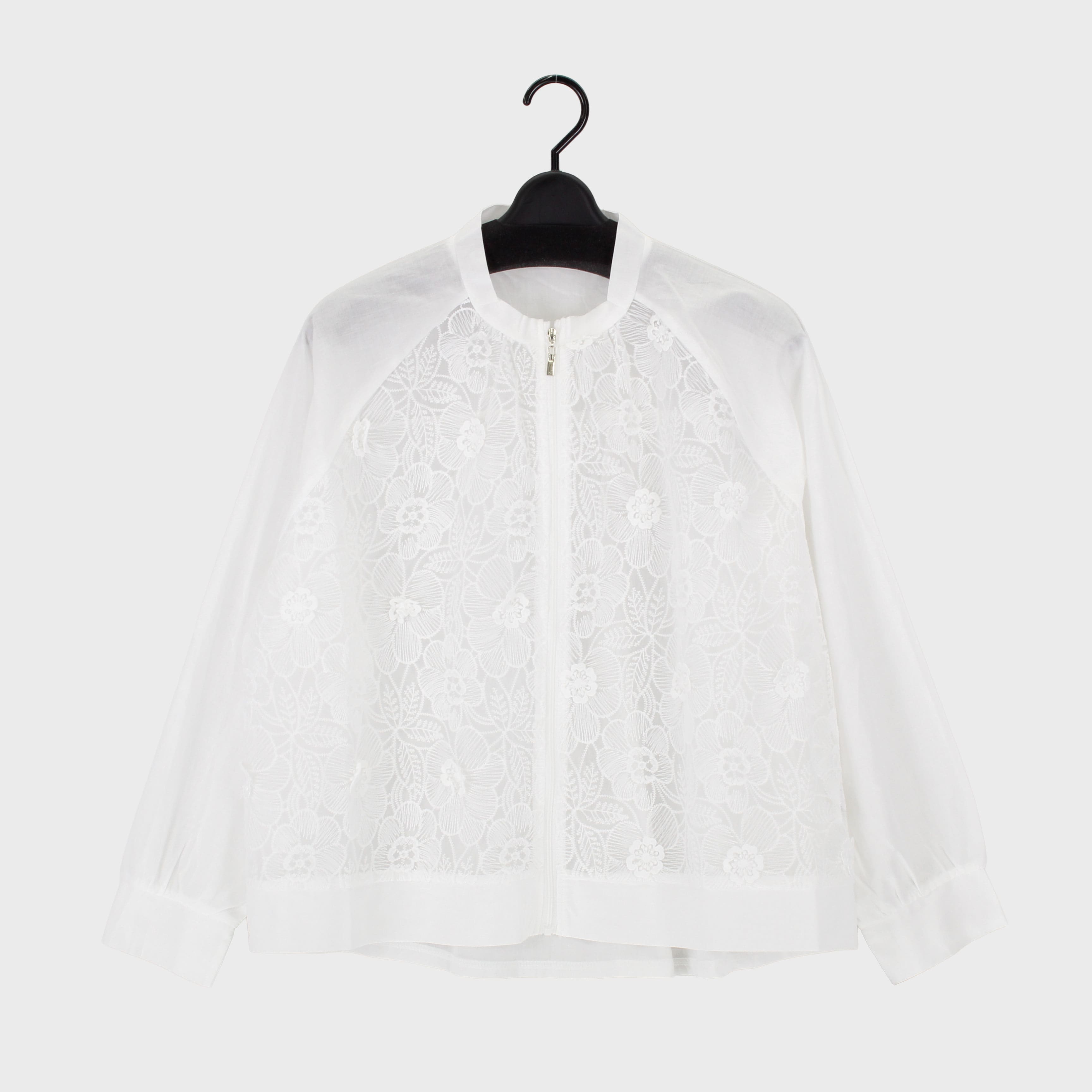 婦人前身レースジップアップブルゾン