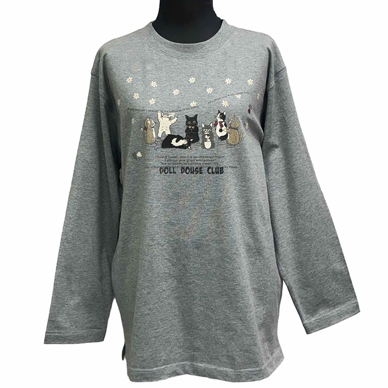 婦人DDCLUB長袖Tシャツ(ネコスプリング)