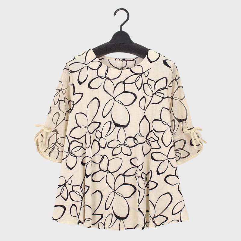 婦人7分袖プリントデザインチュニック