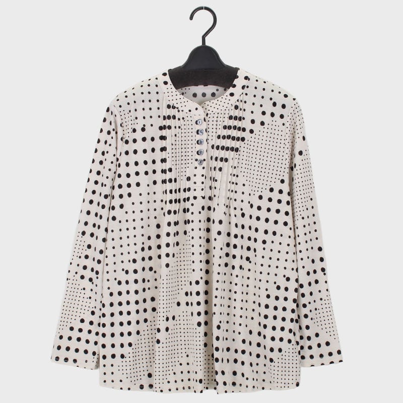 婦人長袖プリントピンタックチュニック