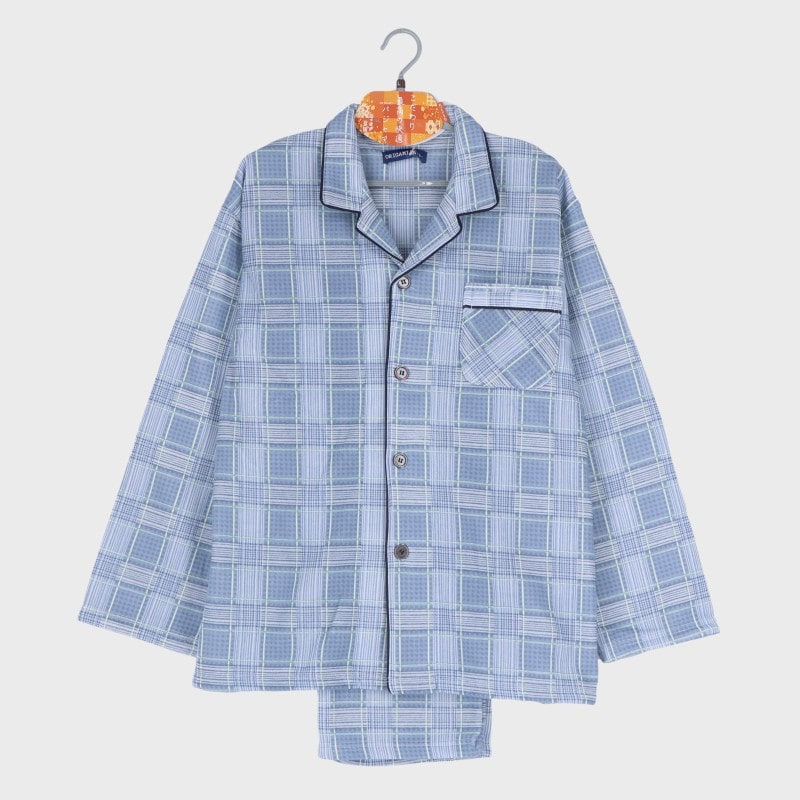 紳士E/Cシャギーシニア衿付き前開きパジャマ