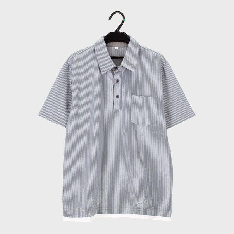 紳士半袖サッカー共衿ポロシャツ