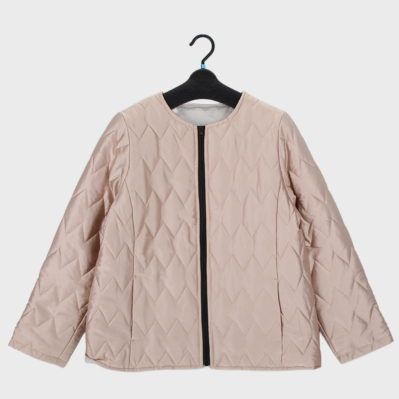 婦人大寸中綿ショートノーカラージャケット