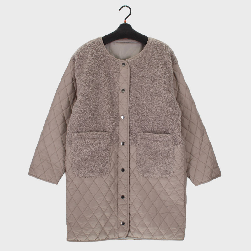 婦人大寸ボア切替中綿コート
