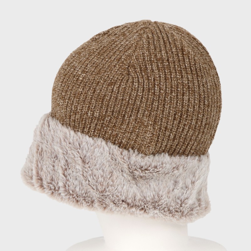 『あったか極暖』ファー切替得ニット帽