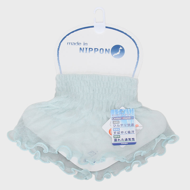 『日本製シリーズ』筒形フリルネックカバー(無地)/通気性・冷感・吸汗機能