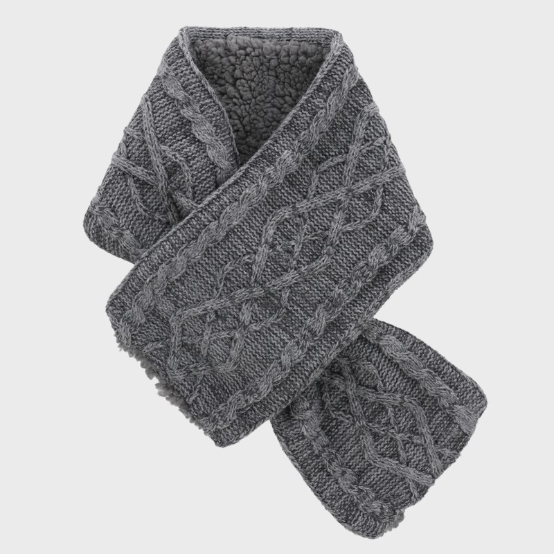 ニット編み裏ボア差込みマフラー