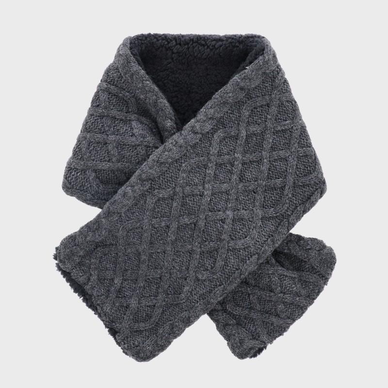 ニット編み裏ボア差込みマフラー