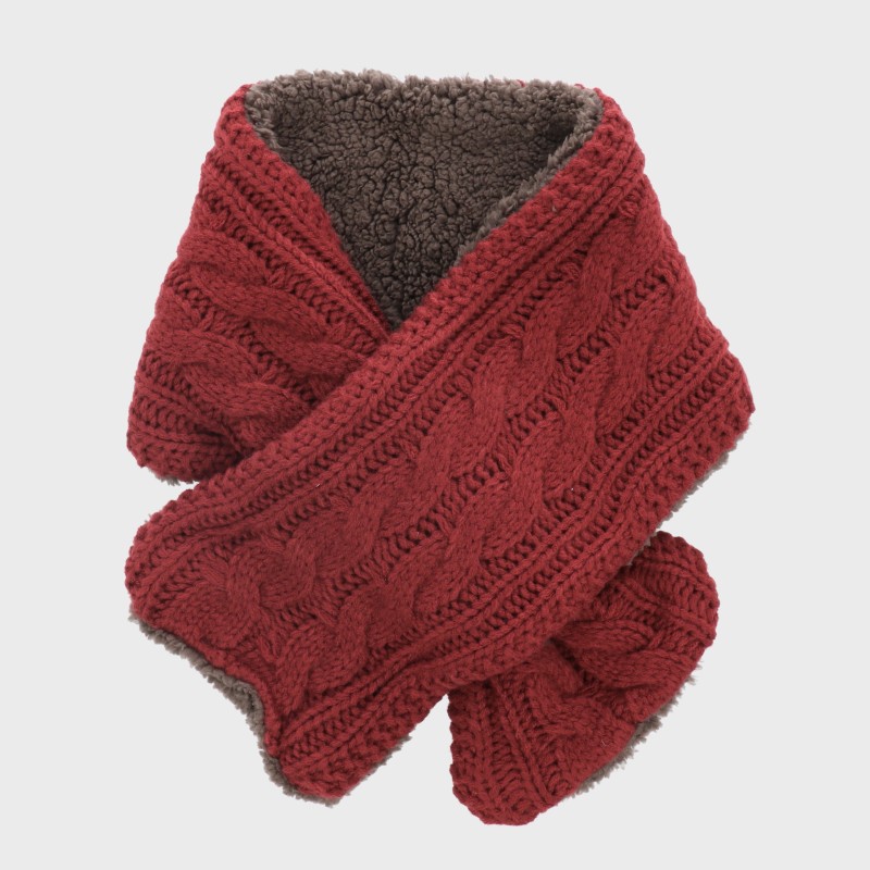 ニット編み裏ボア差込みマフラー