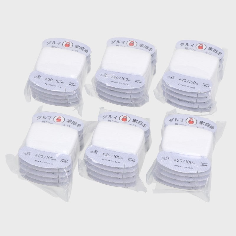 『ダルマ家庭糸』手縫い糸 太口20番手100m 30枚入り