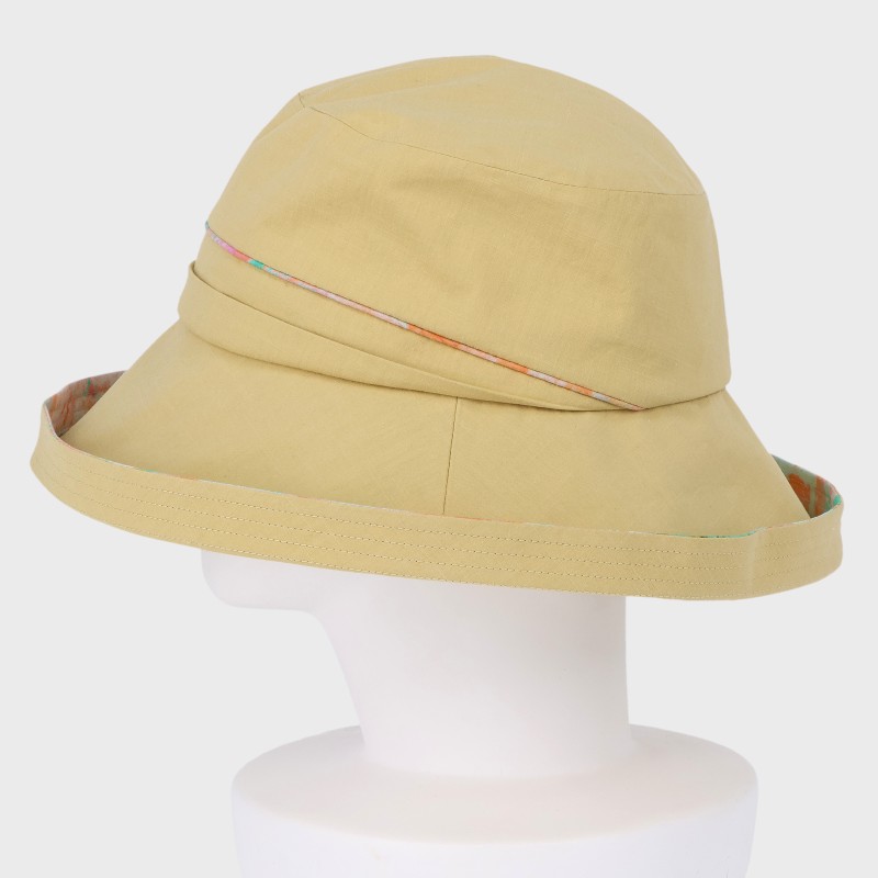 『COCORU』裏地柄生地セーラーハット/洗濯機可・サイズ調節可