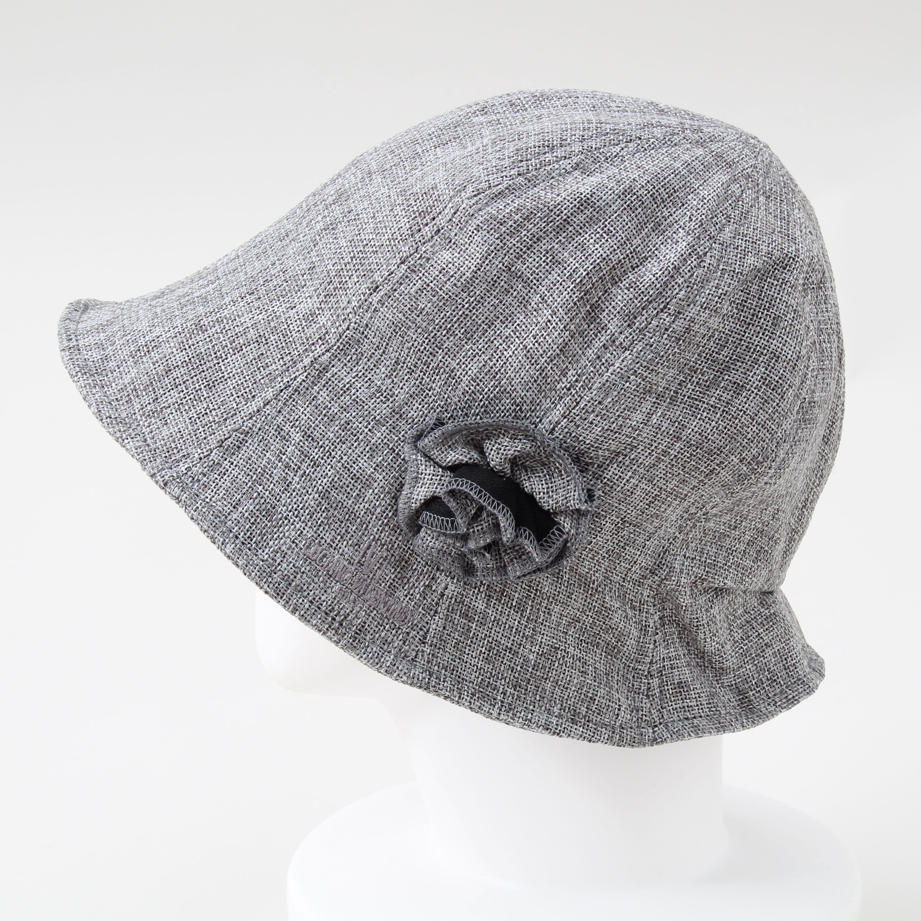 『LUCIANO VALENTINO』リネン風コサージュ付きチューリップハット/吸水・静電・接触冷感・消臭機能