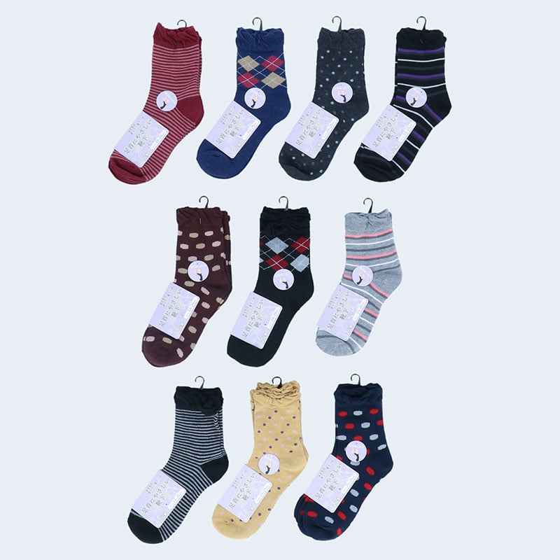 婦人綿混クルーソックス2足組「C」