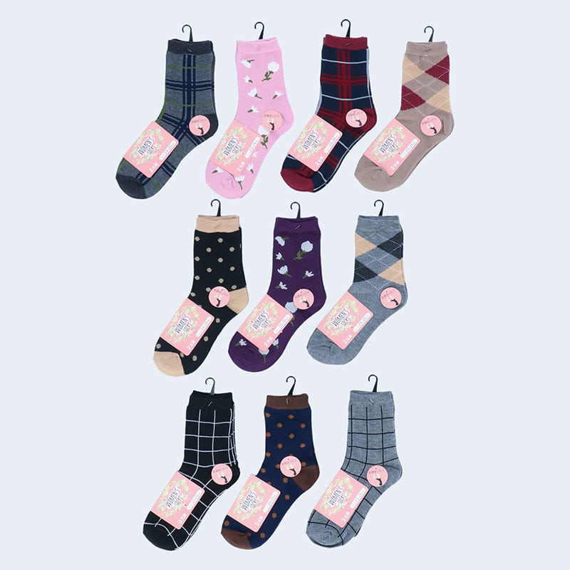 婦人綿混クルーソックス2足組「H」