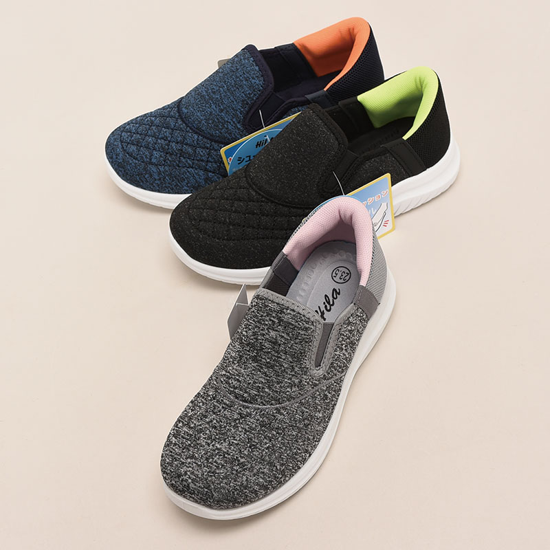 簡単脱着婦人スニーカーニット