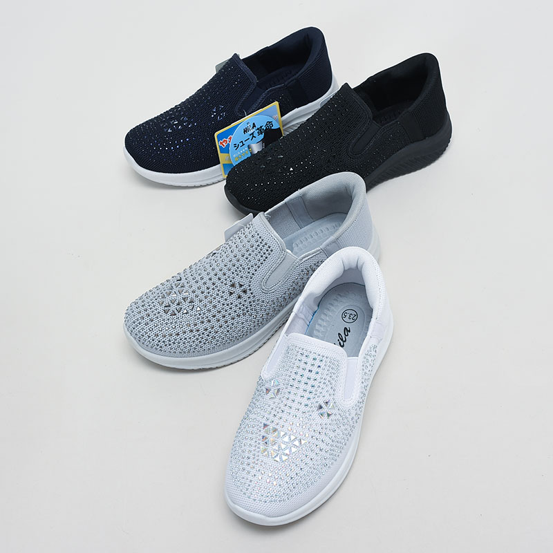 簡単脱着婦人スニーカーストーン付き