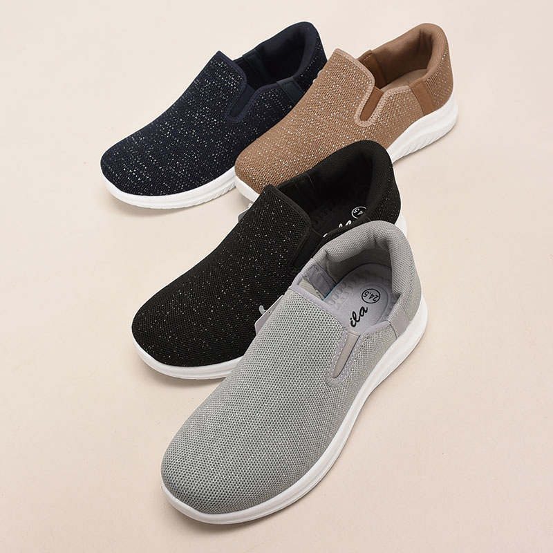 簡単脱着婦人ラメスニーカー