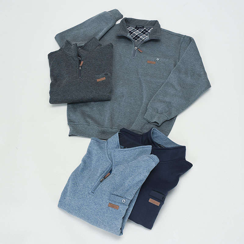 紳士裏起毛無地ハーフジップトレーナー