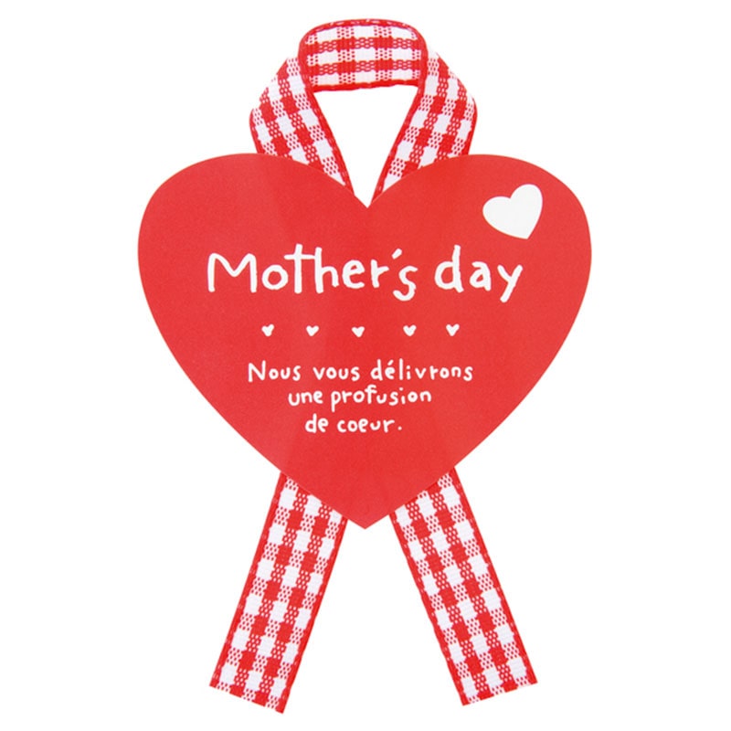 母の日シール-27 レッドチェックリボン 30枚入《WEB》