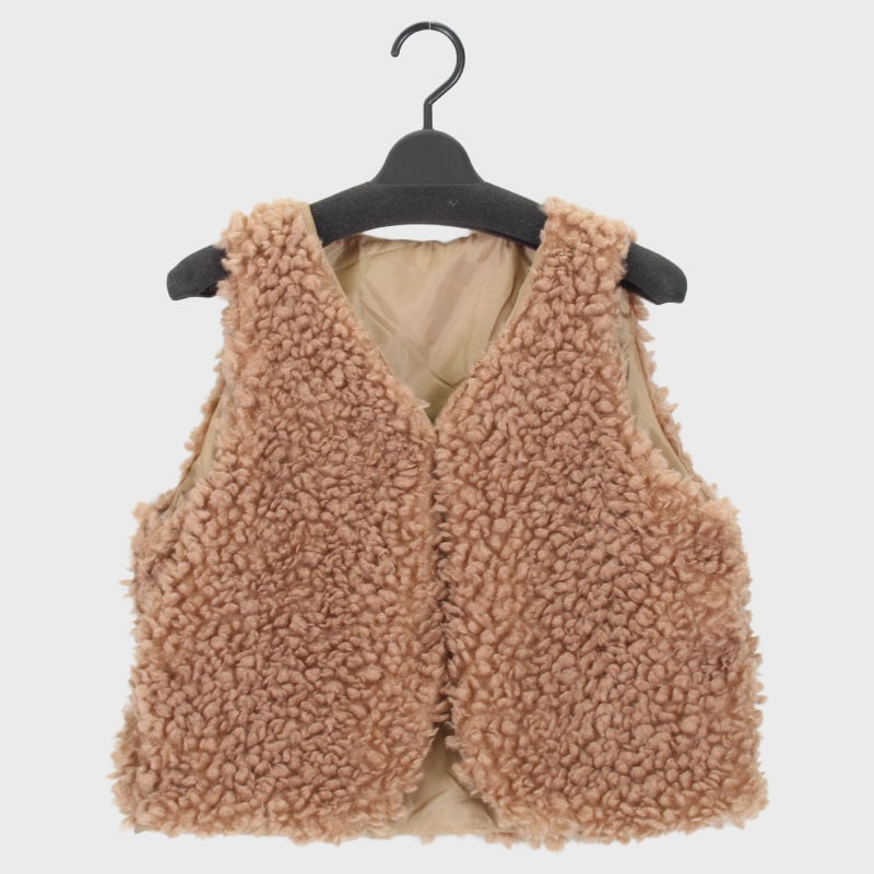 婦人ショート丈ボアデザインベスト