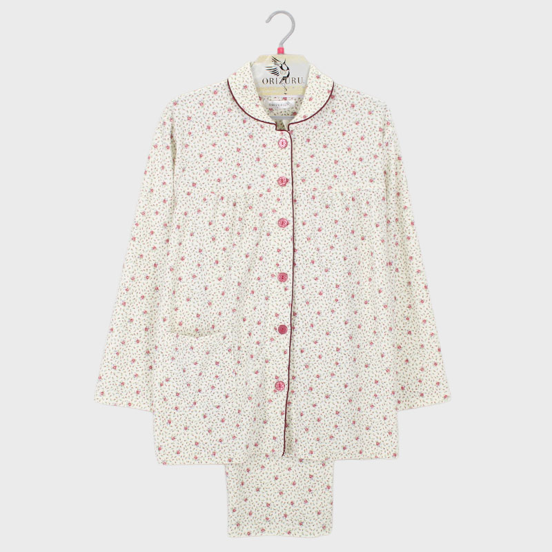 婦人『Premium』E/R/PU厚地スムースプレミア衿付きパジャマ