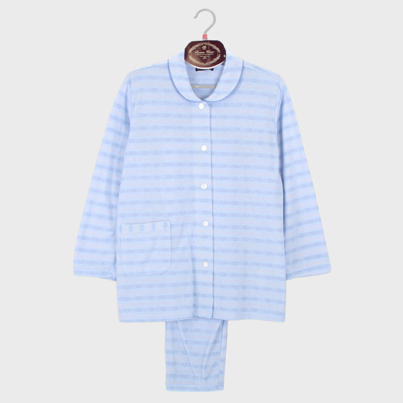 婦人E/C接結ニットスムース衿付きパジャマ(ハート)