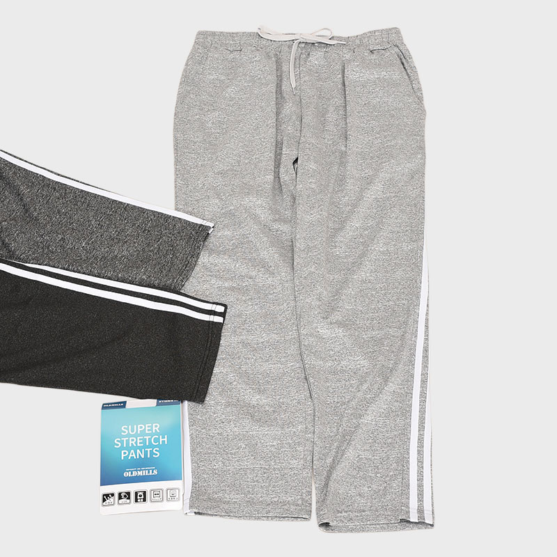 紳士カチオン杢2本ラインストレートパンツ