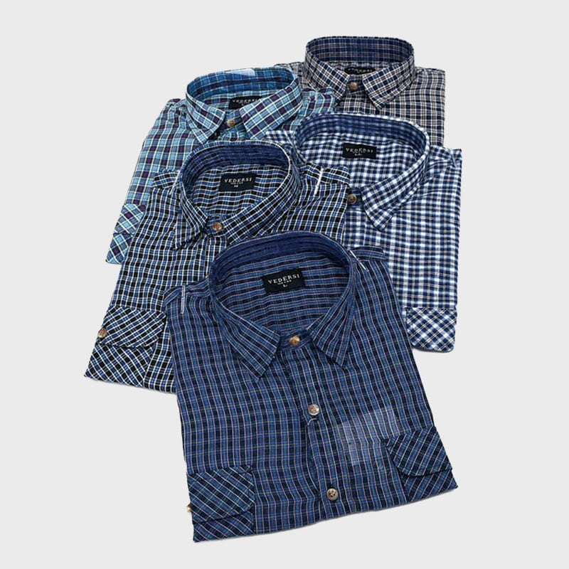 紳士長袖先染め格子シャツ