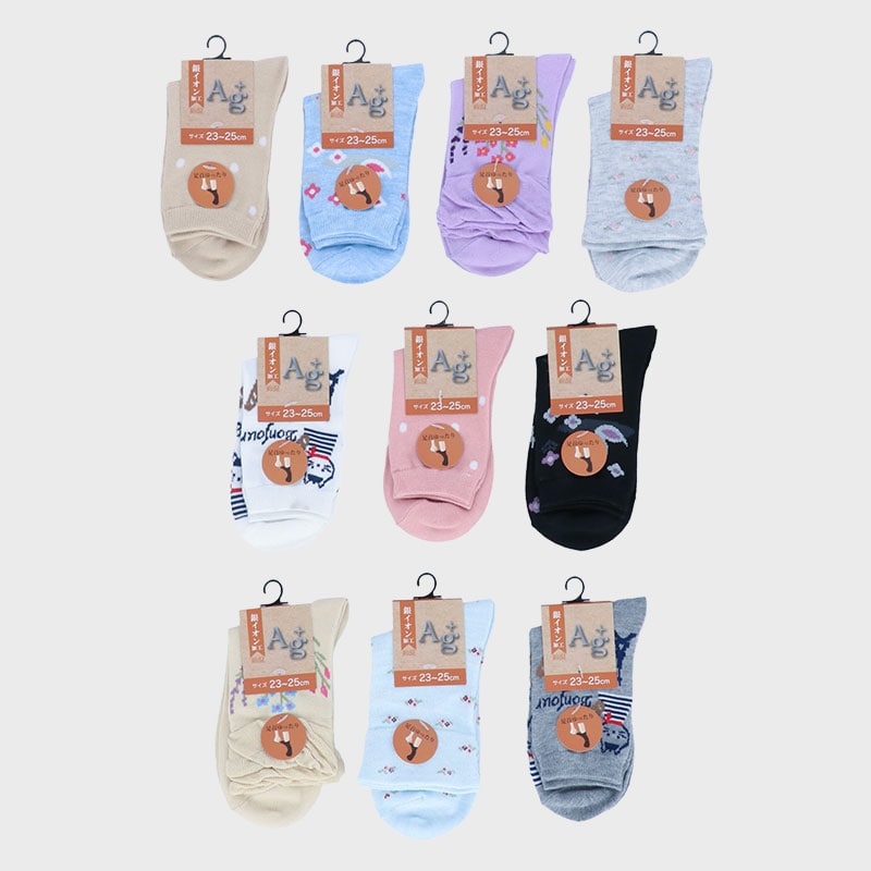 婦人綿混クルーソックス「D」