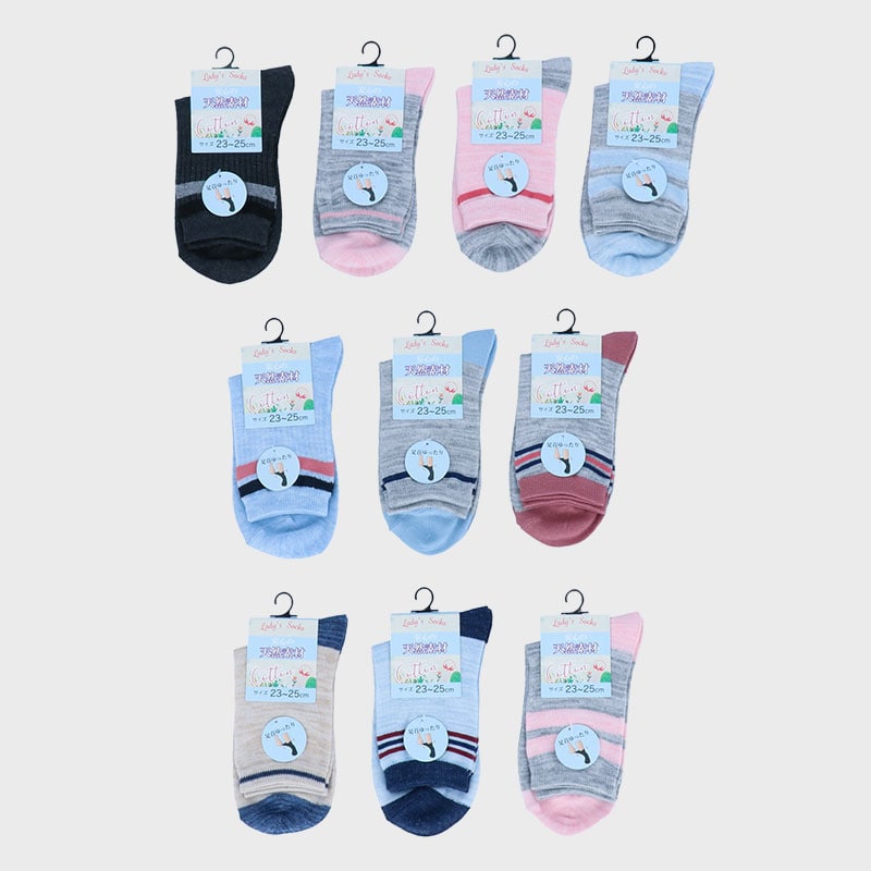 婦人綿混クルーソックス「F」