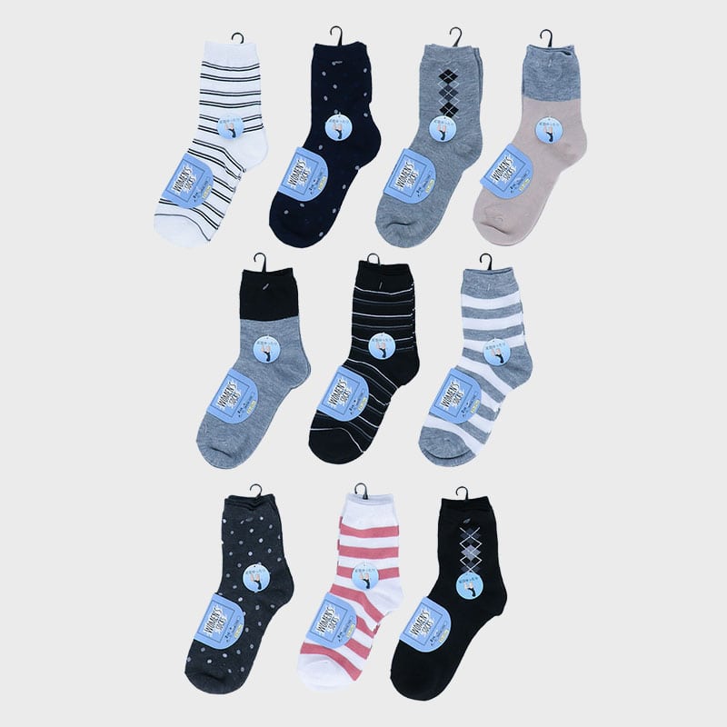 婦人綿混クルーソックス2足組「B」