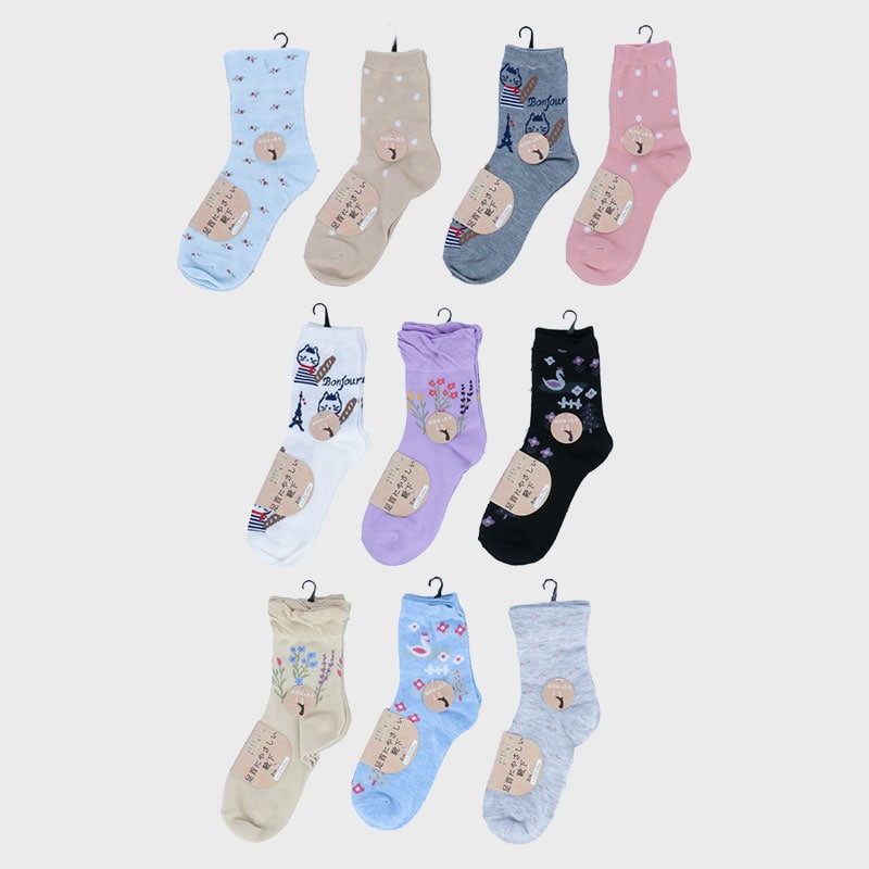 婦人綿混クルーソックス2足組「D」