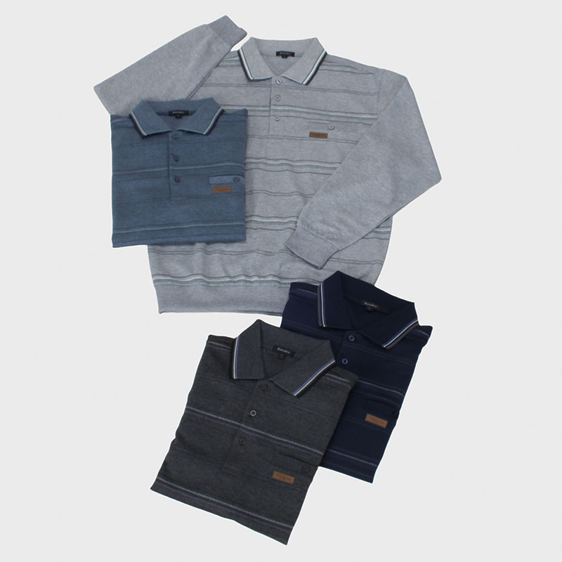 紳士ダンボール前身ボーダーポロトレーナー