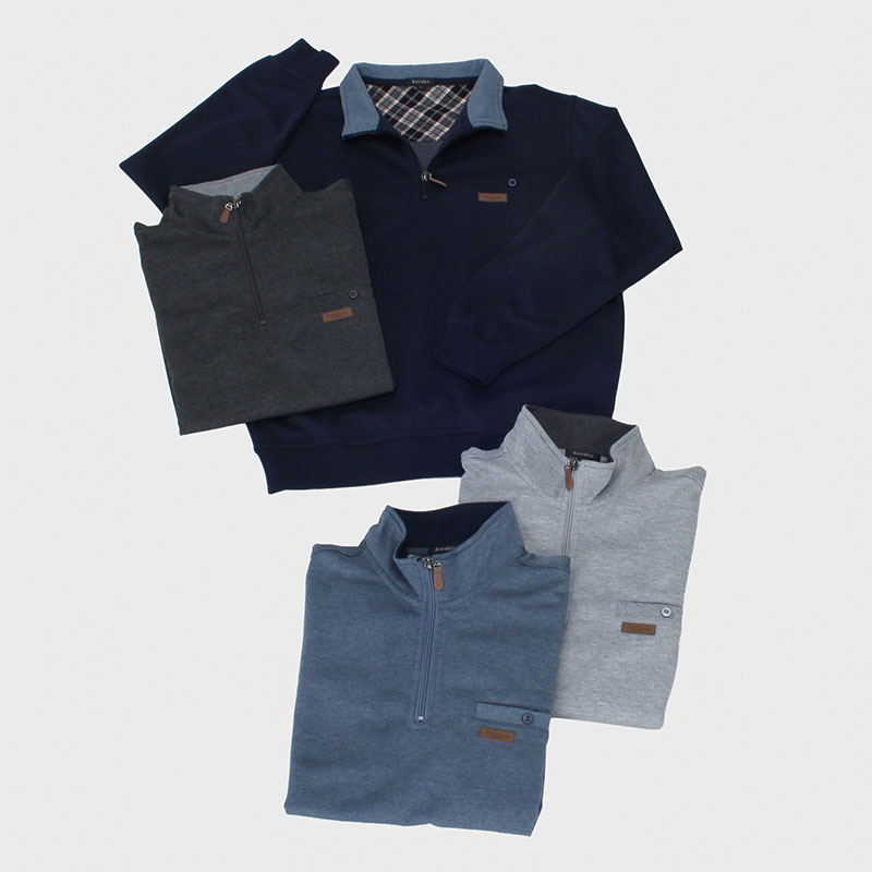 紳士ダンボール無地ハーフジップトレーナー