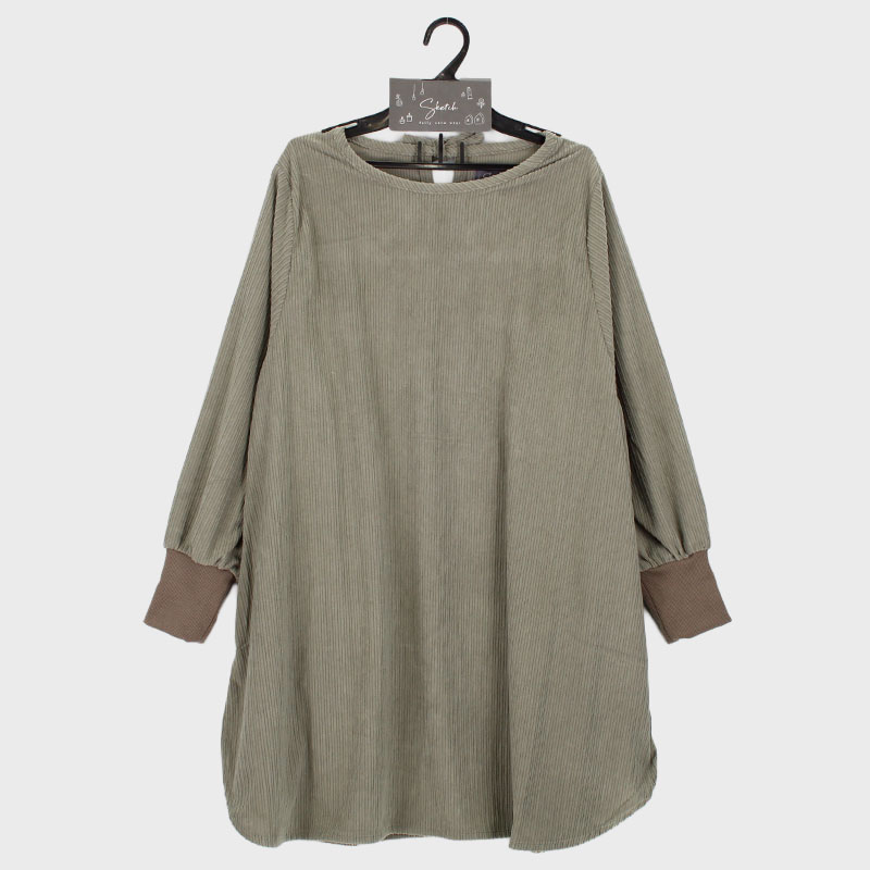 婦人コール天袖リブ付きかぶり型カッポー