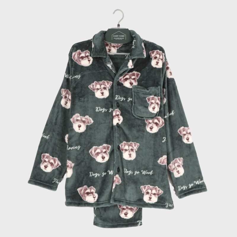 紳士『Candy Closet』フランネルフリース衿付き前開きパジャマ(シュナウザー)