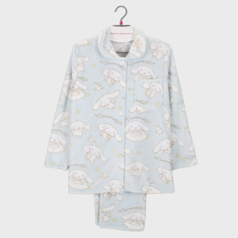 婦人『サンリオ』フランネルフリース衿付き前開きパジャマ(シナモロール)