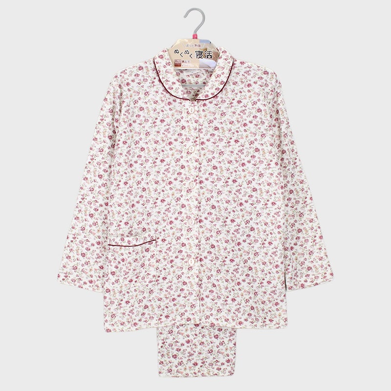 婦人『ORIZURU』E/Cシャギー衿付き前開きパジャマ