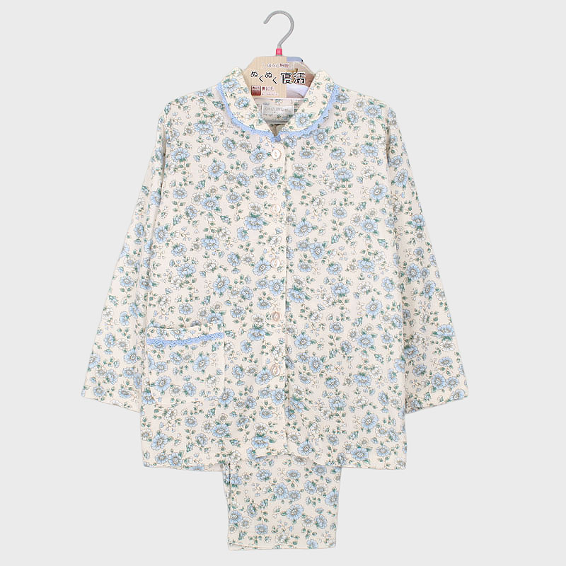 婦人『ORIZURU』E/Cシャギー衿付き前開きパジャマ