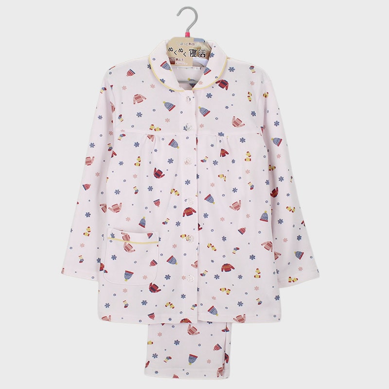 婦人『ORIZURU』E/Cシャギー衿付き前開きパジャマ